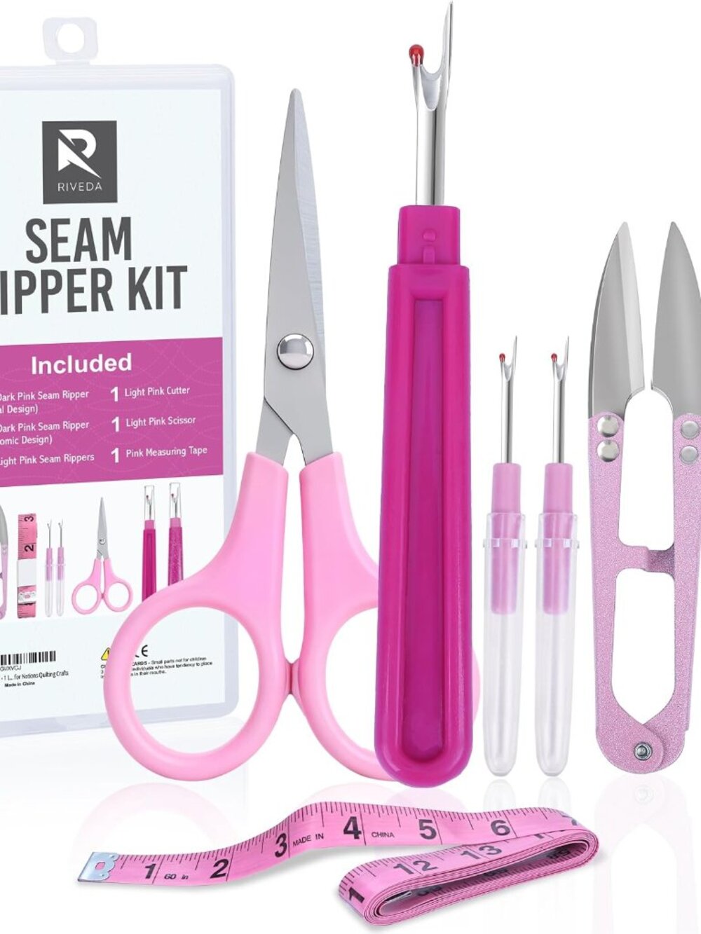 Seam Ripper Kit 7 Pcs - 1 Large, 1 Ergonomic, 2 Small Seam Rippers, Thread Cutte